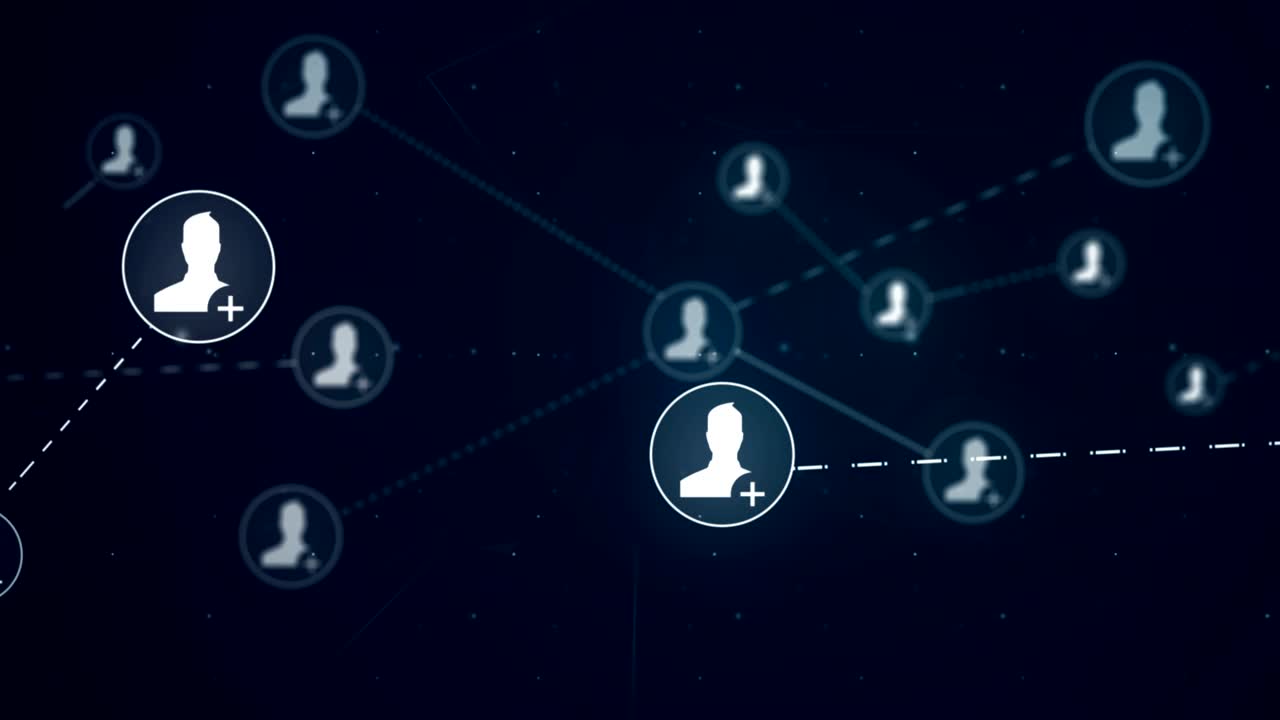 añadir amigos icono de red enlace conexión tecnología bucle animación 4k