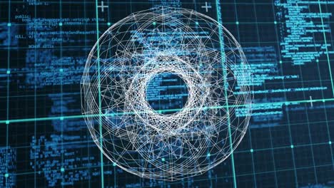 animation of circles over data processing in blue and black space