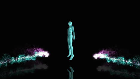 animation of floating blue human representation