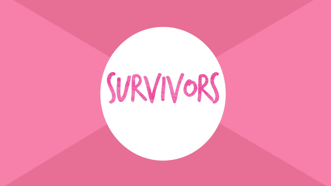 Animation of pink survivors text appearing on pink background