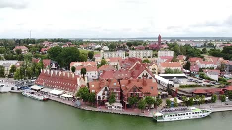 panorama over the mikolajskie lake and mikolajki in poland