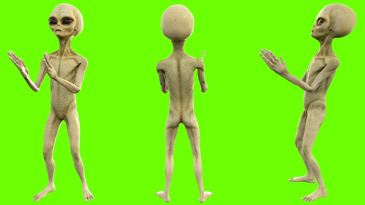 Romvesen som klapper. Løkkebar animasjon på grønnskjerm. 4K