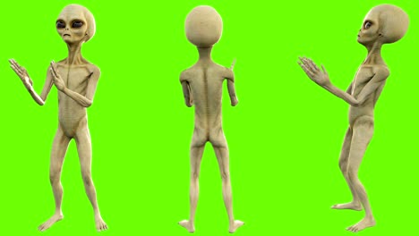 alien clapping. loopable animation on green screen. 4k.