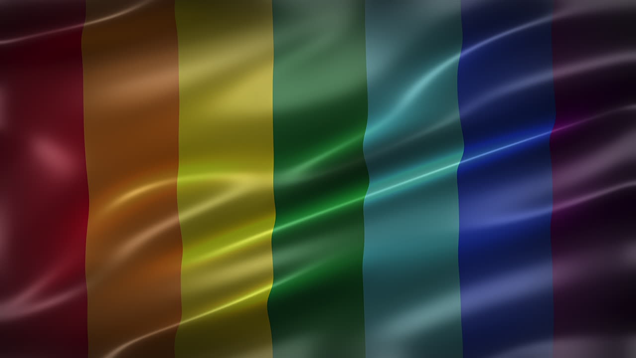 fondo de arco iris vertical, vista delantera, cuadro completo, brillante, elegante, textura sedosa ondulando en el viento, animación realista 4k cg, aspecto cinematográfico, loop sin costuras, colores espectrales visibles