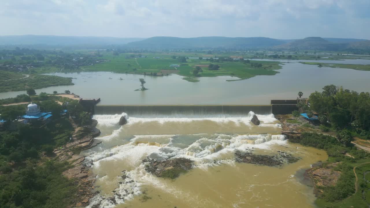 Waterfall Rajdari Devdari and Latif Shah Dam and Chandraprabha Lake Aerial View