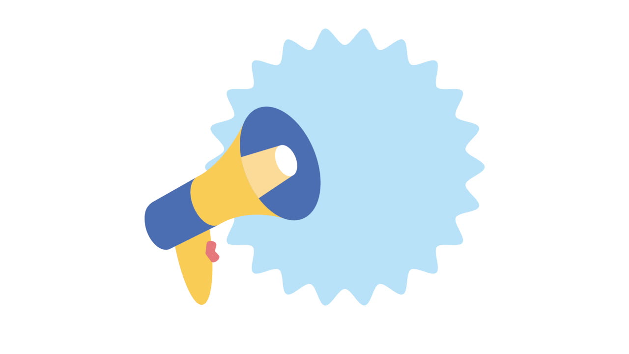 etiqueta con dispositivo de megáfono animación de audio