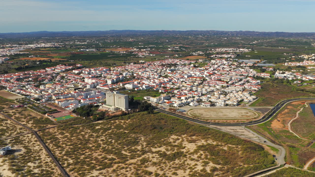 Aerial View of Altura Town in Algarve, Portugal with White Buildings