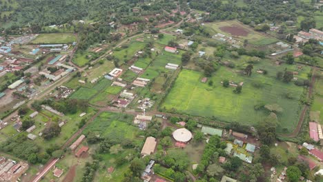 landscape of rural village loitokitok in southern kenya, aerial panorama