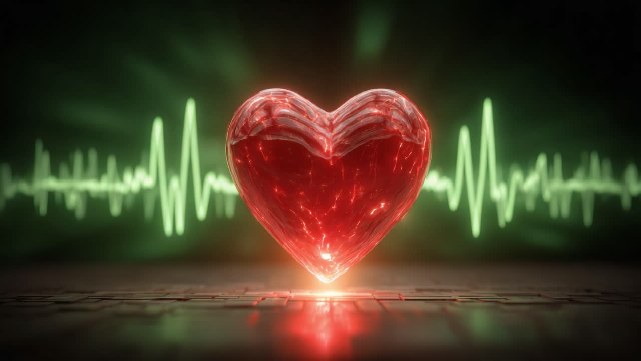 A Captivating Glimpse of a Heart Symbol Surrounded by Heartbeat Waves, Representing Life, Love, and Emotional Connection in a Vibrant Visual Display