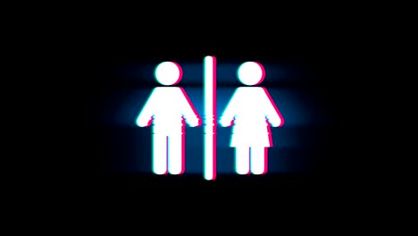 man and woman male and female symbol on glitch retro vintage animation.