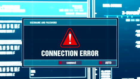 connection error warning notification on digital system security alert on computer screen