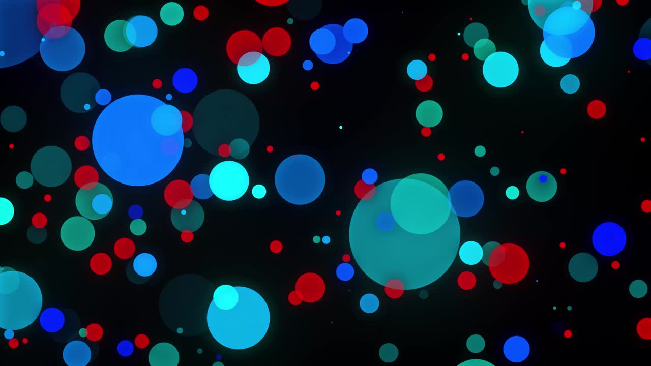 다채로운 콘페티 또는 반이는 입자가 광장 깊이와 함께 빛에 반인다 4k 비디오 축제 밝은 애니메이션 서클 스크린 세이버.