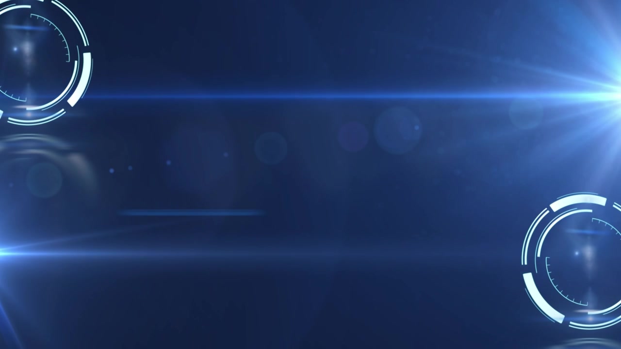 Animation of processing circles and light over blue background