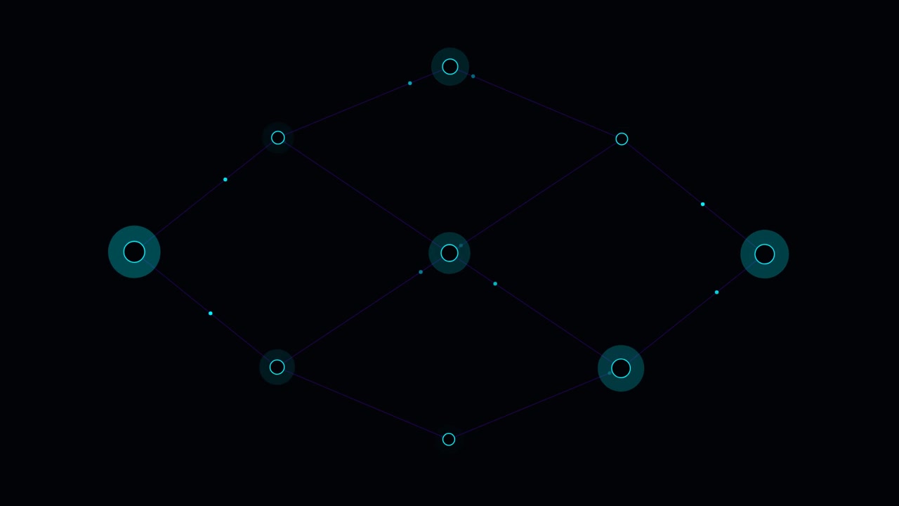 Abstract Digital Network Nodes Connecting and Pulsing