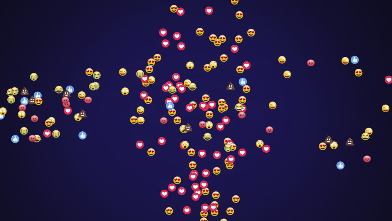 emojis de cara que se mueven contra un fondo azul