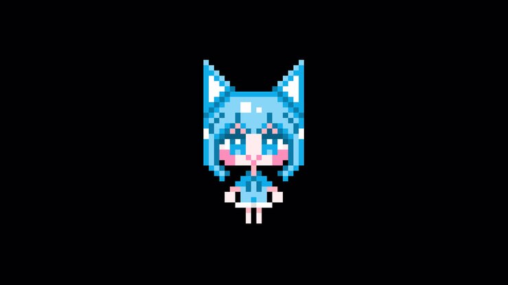Ragazza gatto pixel con capelli corti. Animazione in loop. 1080p (2).mov