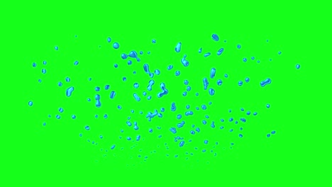Cartoon-blaue-Blasen,-Die-Auf-Grünem-Chroma-Key-Hintergrund-Wirbeln-Und-Aufsteigen