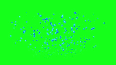 cartoon blue bubbles swirling and rising on green screen chroma key background