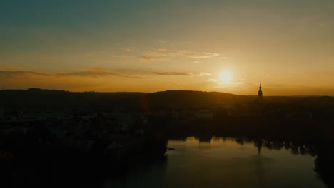 fly-over-lake-Tabor-Czech-autumn-cold-morning-sunshine