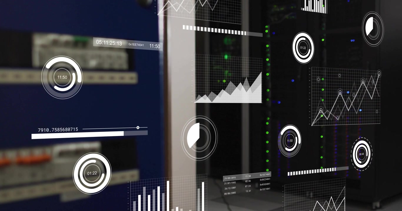 Upon loading UI showing timers counting bars sliding charts rising spinning for monitoring metrics