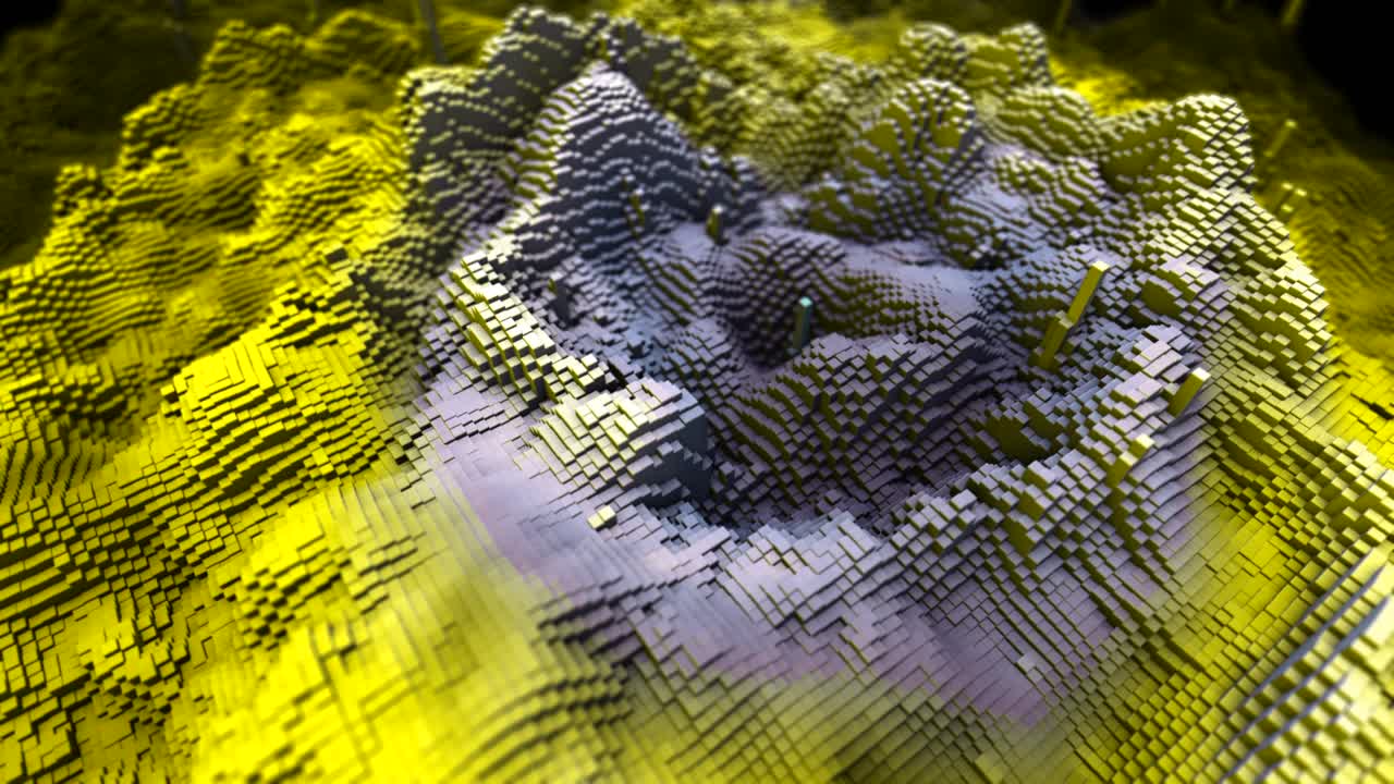 paisaje de voxeles abstractos