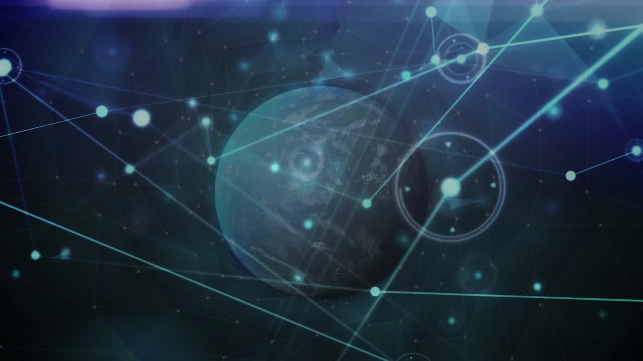 Animazione di rete di connessioni con punti su sfondo blu