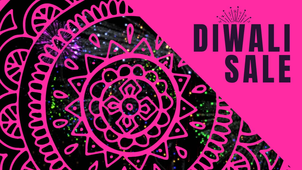 Testo "Saldi Diwali" su fuochi d'artificio 4k