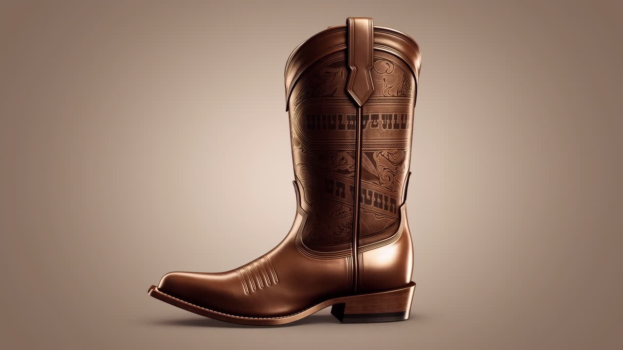 Detailed Brown Cowboy Boot