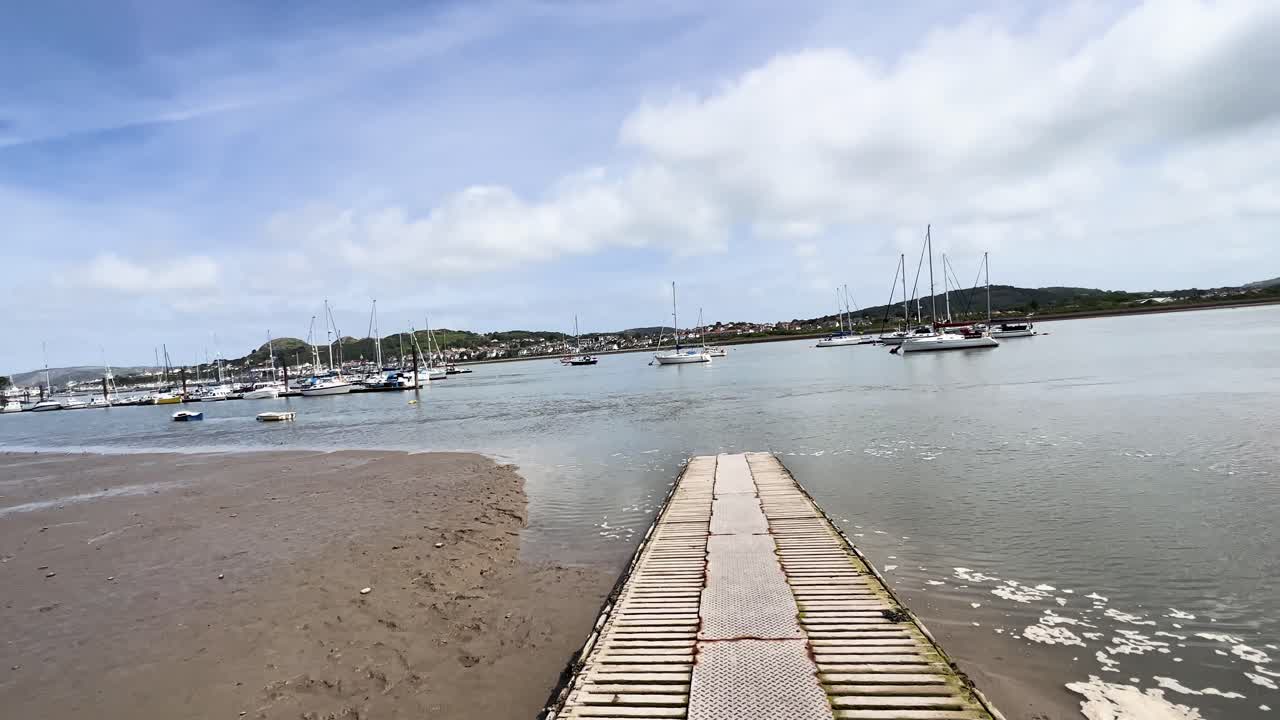 Conwy Harbor Seaside Walkway Path Boats
