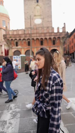 young woman in a city street