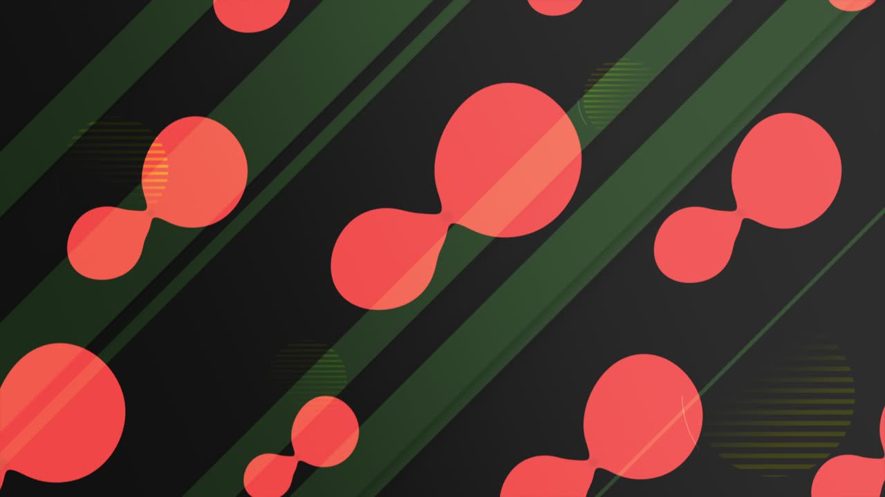Corporate style with red liquid dots and green stripes pattern