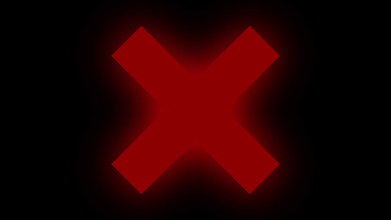 Animation of a glowing red cross sign on black background.