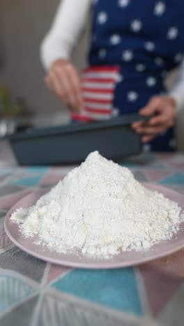 woman baking with flour