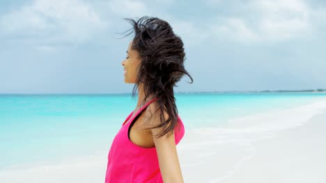 portrait of african american female on freedom beach