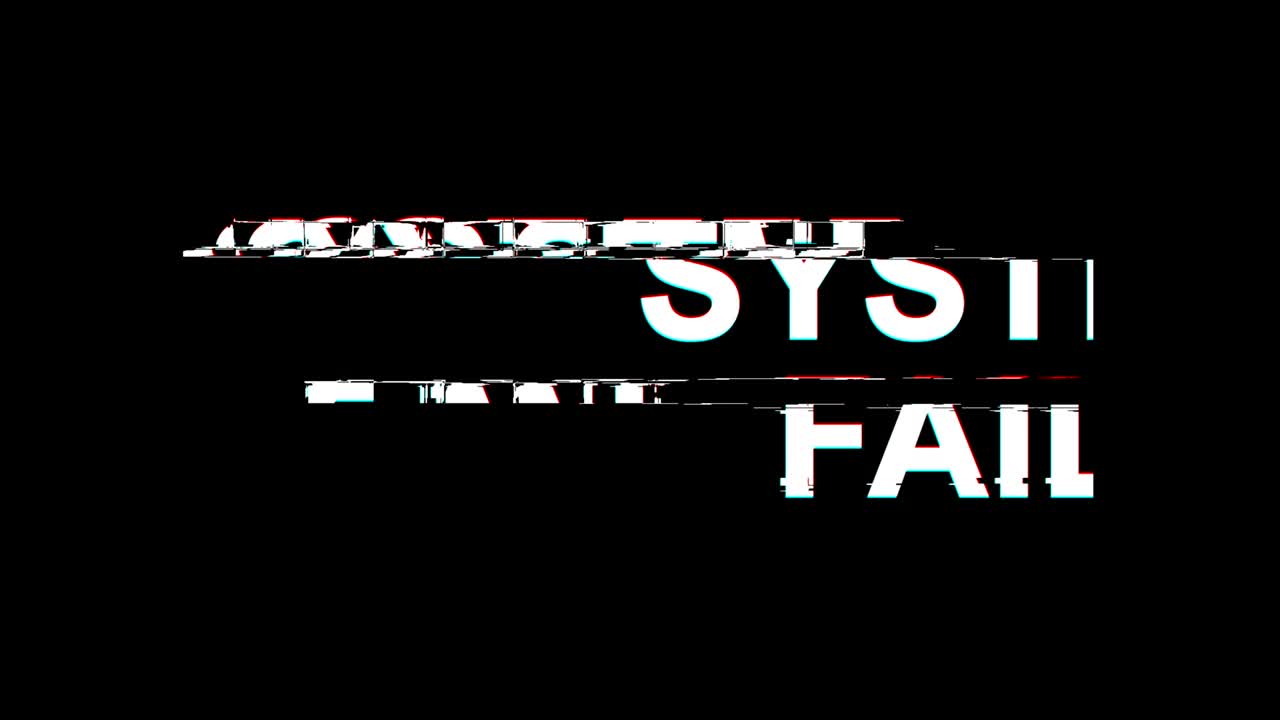 System Fail Glitch Effect Text Digital TV Distortion 4K Loop Animation