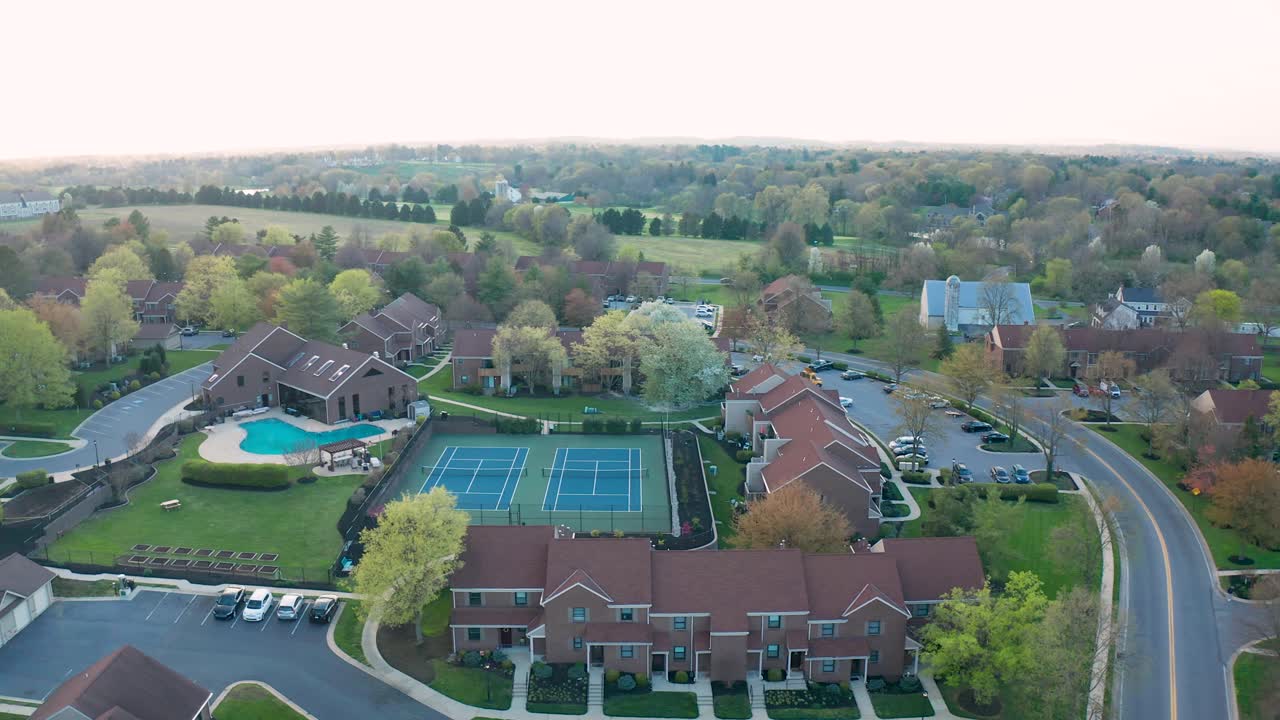 Aerial of residential apartment buildings
