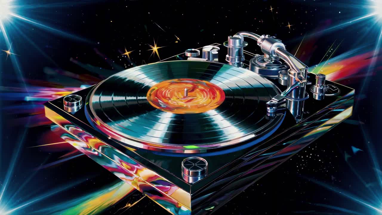 Futuristic video concept of a turntable with a cosmic theme