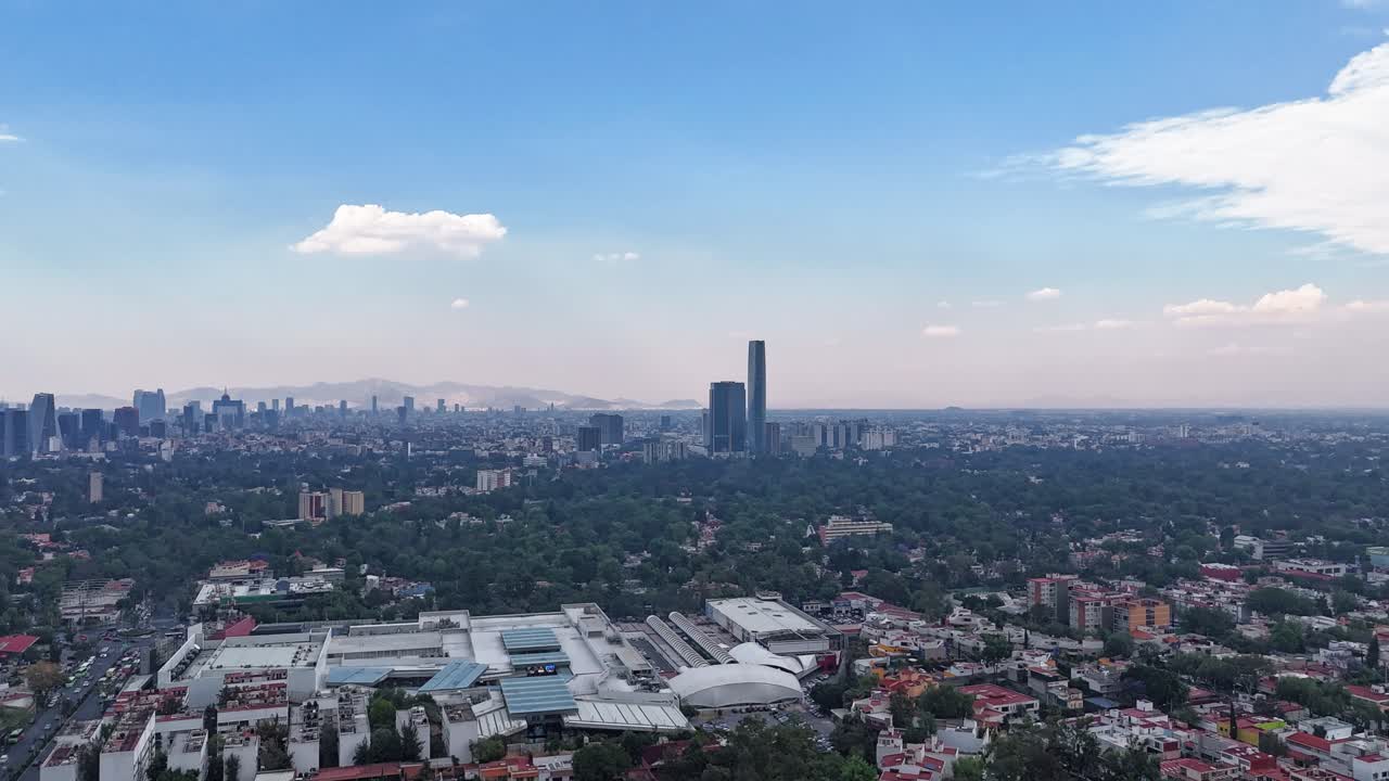 Sunny day aerial hyperlapse, south CDMX