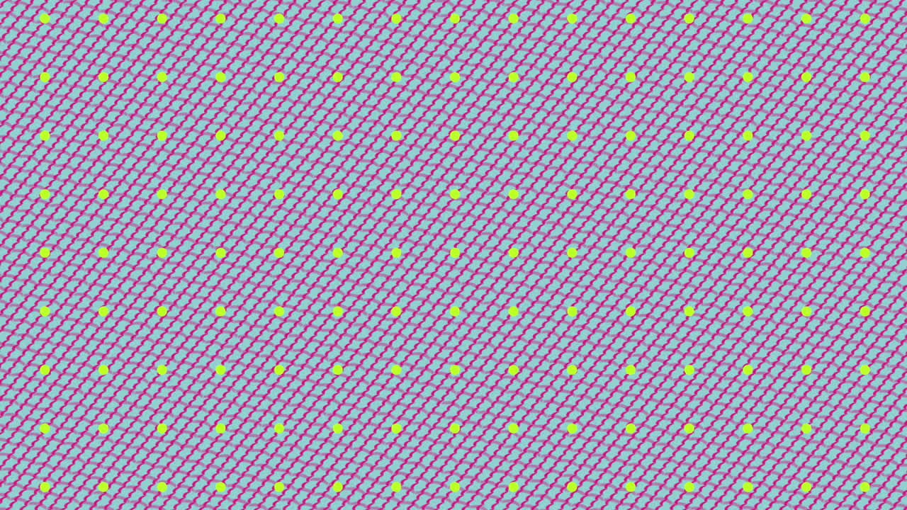 Animation of retro hypnotic motion of rows of yellow spots pulsating in formation