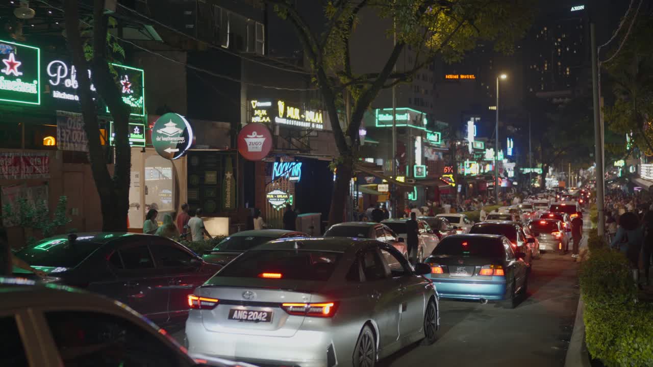 Busy hours of Kuala Lumpur leading to traffic jam at night in Malaysia.