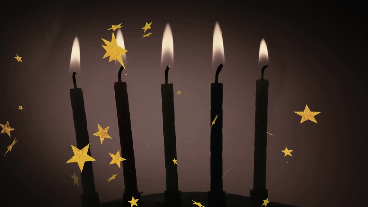 анимация свечей и звезд на черном фоне