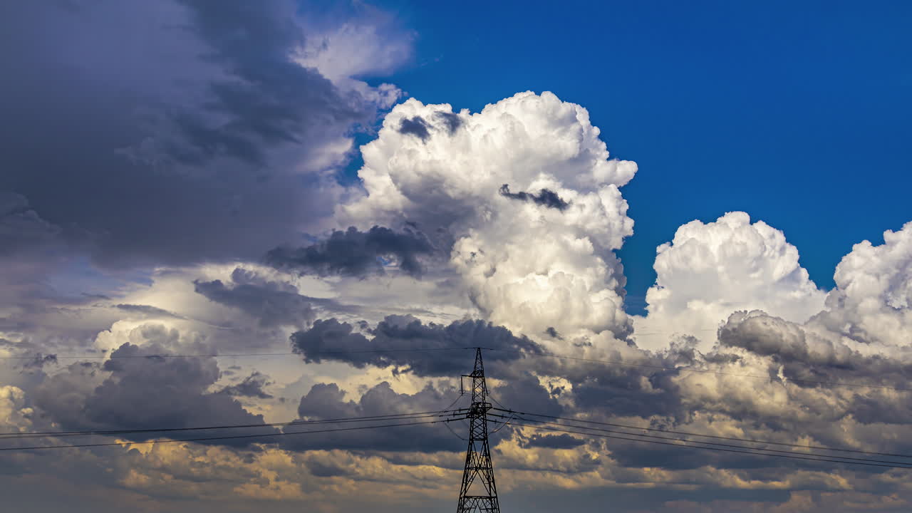 Dramatic Cloudscape with Electricity Pylon