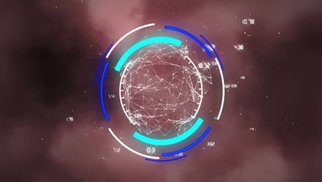 animation of digital data processing over scope scanning and globe