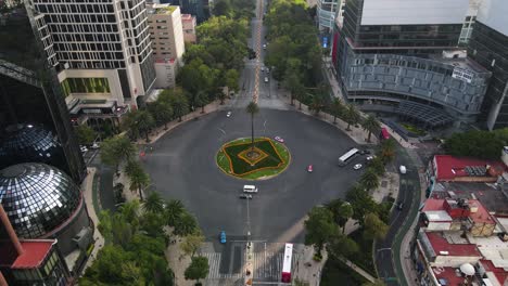 la palma roundabout in mexico city on aerial footage by drone