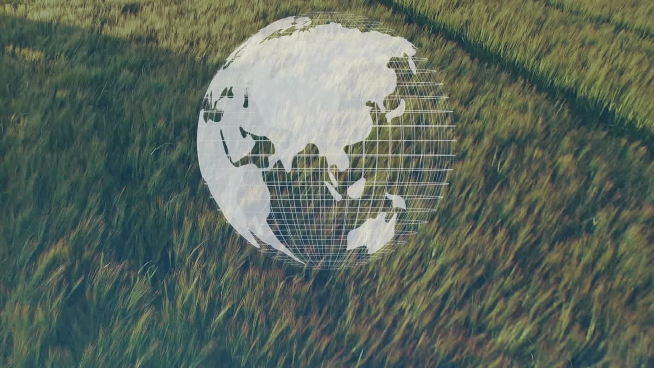 Animazione di un globo su un campo agricolo