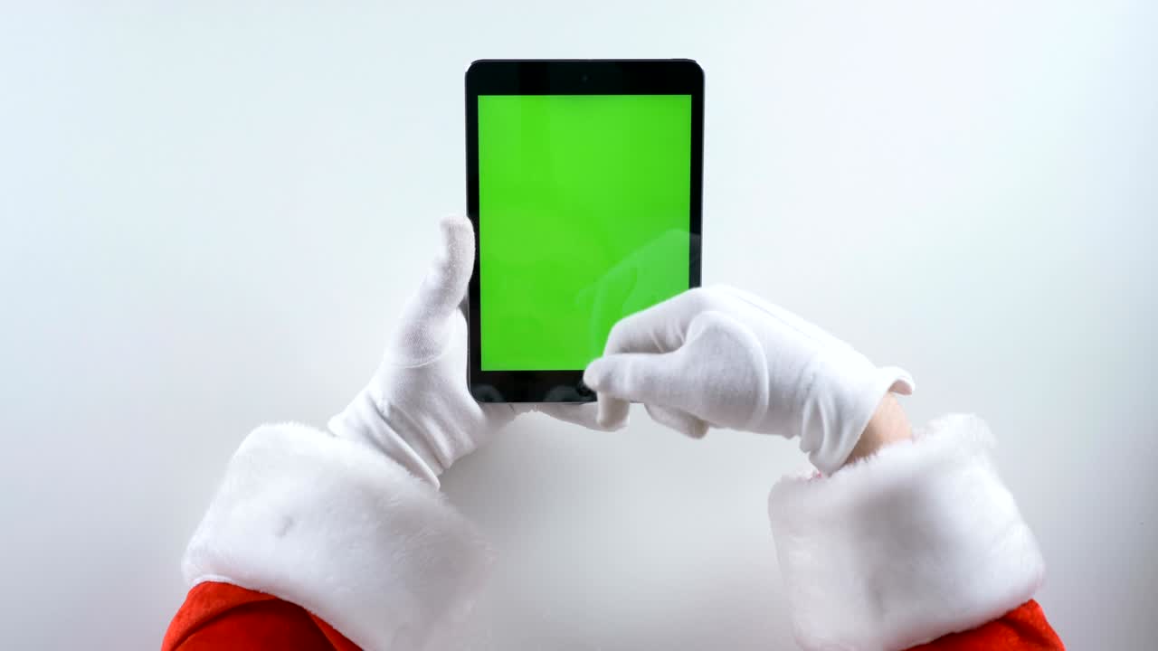 산타클로스는 태블릿, 크로마 키, 50fps를 사용합니다.