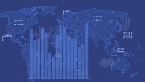 animation of data processing over world map and bus