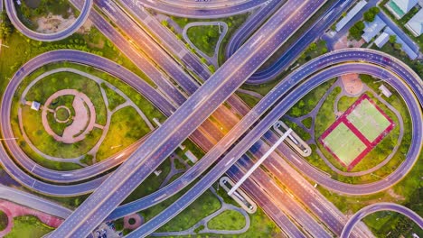 4k timelapse of expressway intersection in urban with car motion