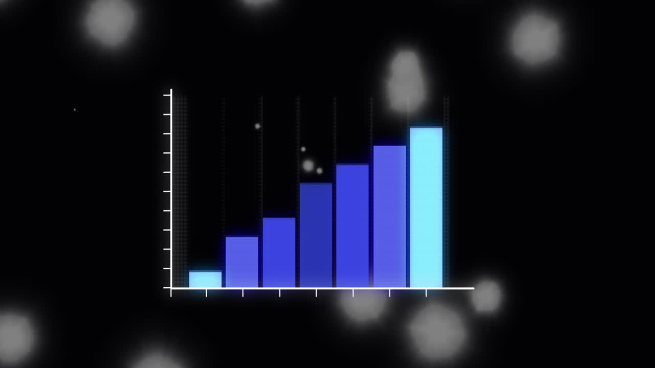 animación del procesamiento de datos y puntos sobre fondo negro