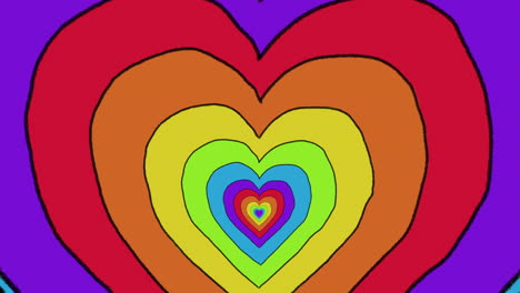 animación de múltiples corazones de orgullo del arco iris que se mueven en un bucle sin costuras